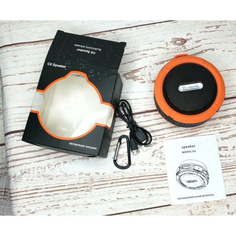 Orange Wireless Bluetooth Speaker Outdoor Sports Portable C-6 Waterproof